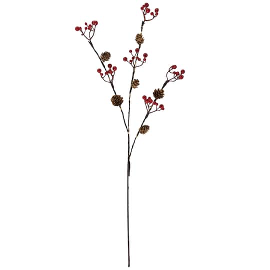 Northlight 29" Pre-Lit Warm White Lighted Pinecones & Berries Christmas Spray | Michaels®